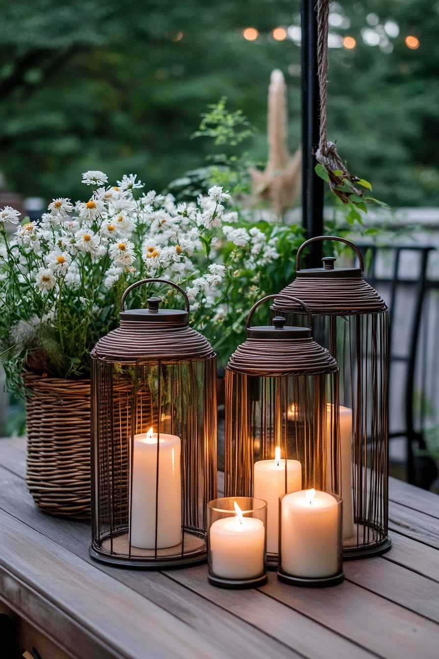 outdoor patio rustic candles 1