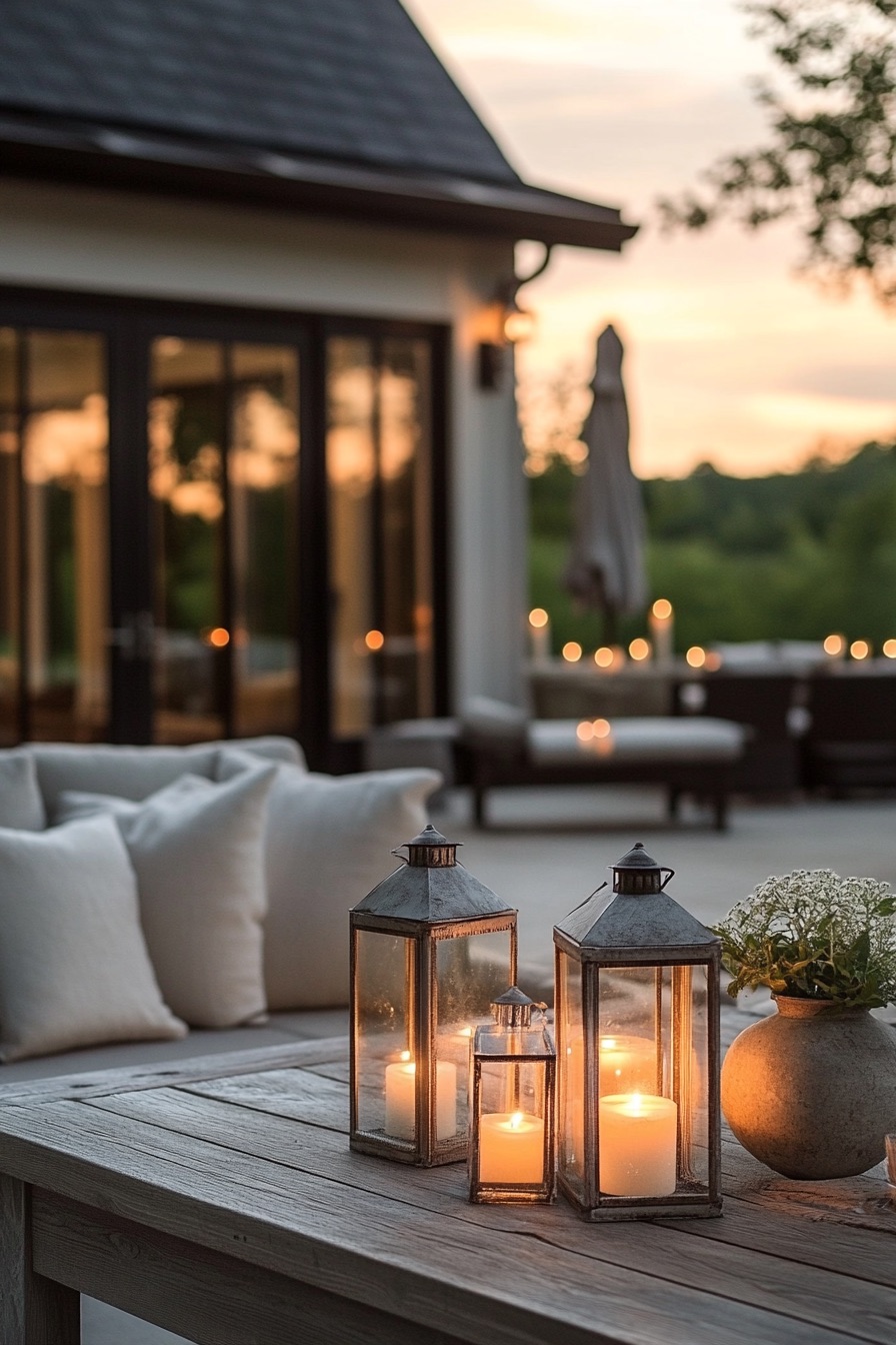 outdoor patio rustic candles 2