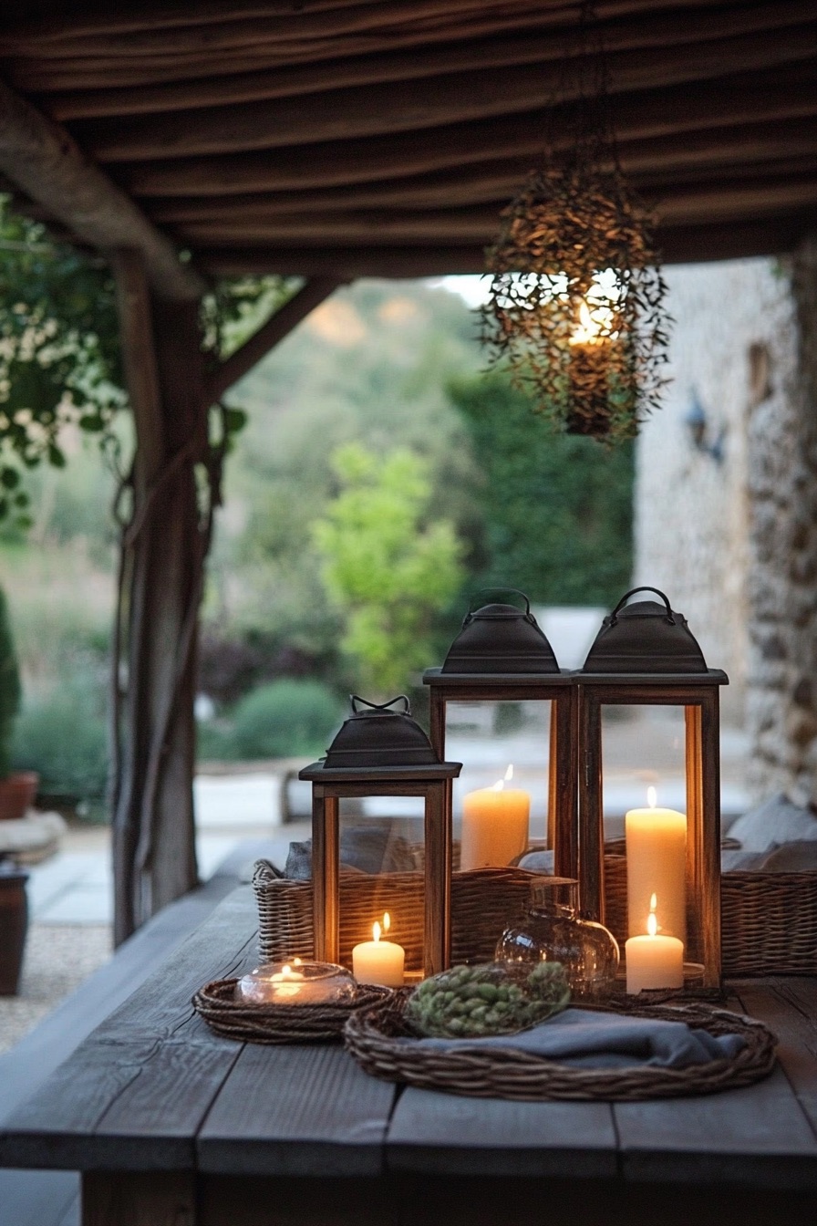 outdoor patio rustic candles 3