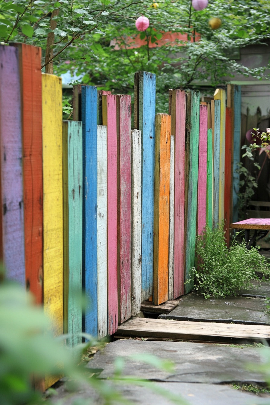 backyard privacy fence recycled pallet wood 4