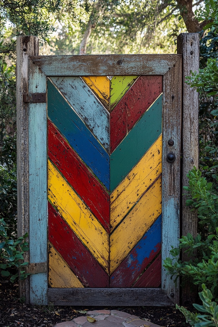 chevron color fence gate