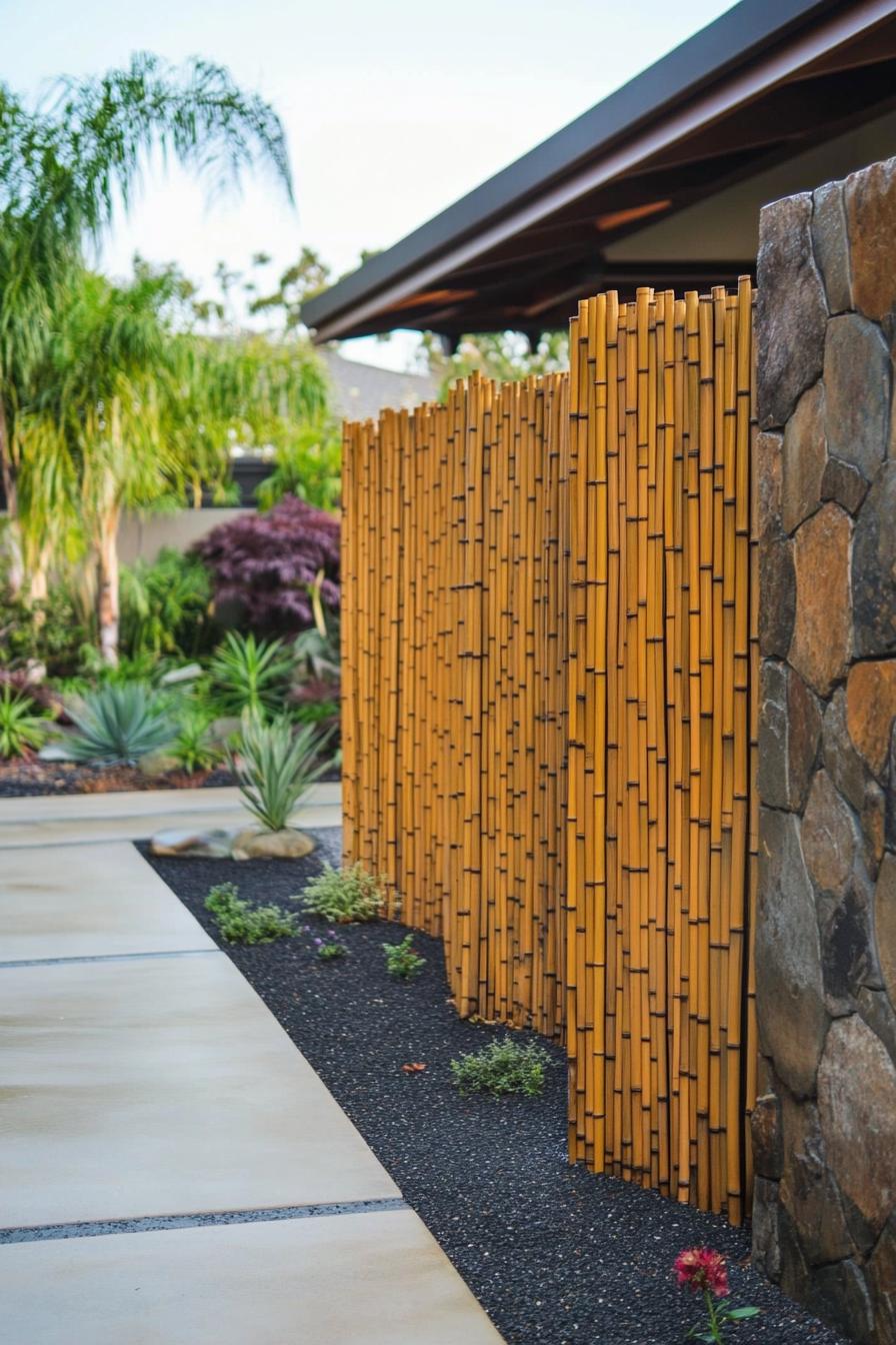 living bamboo panel privacy fence section modern backyard 1