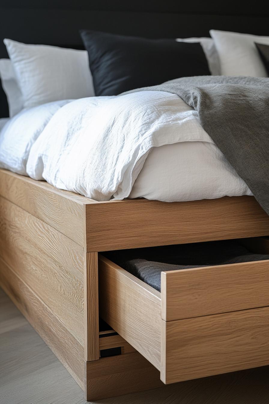 modern bedroom bed with storage drawers 1