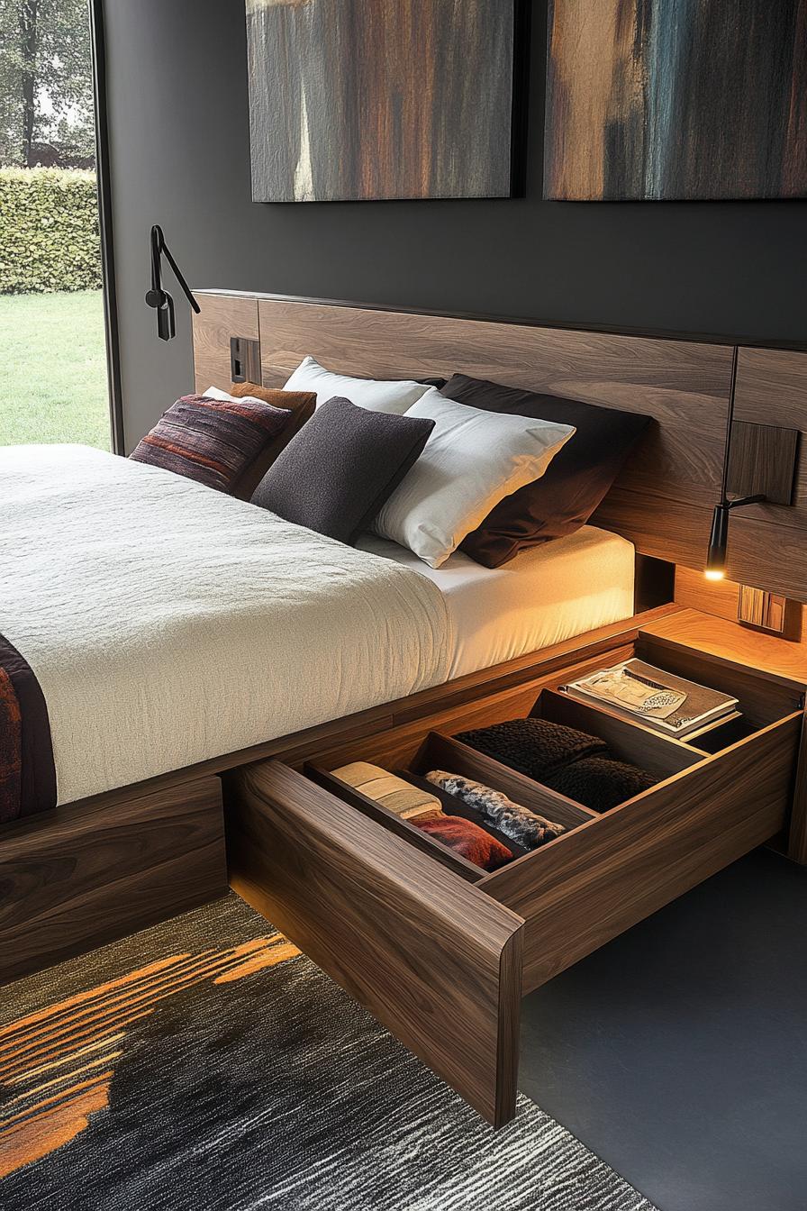 modern bedroom bed with storage drawers 2