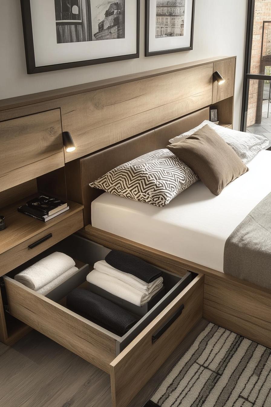 modern bedroom bed with storage drawers 3