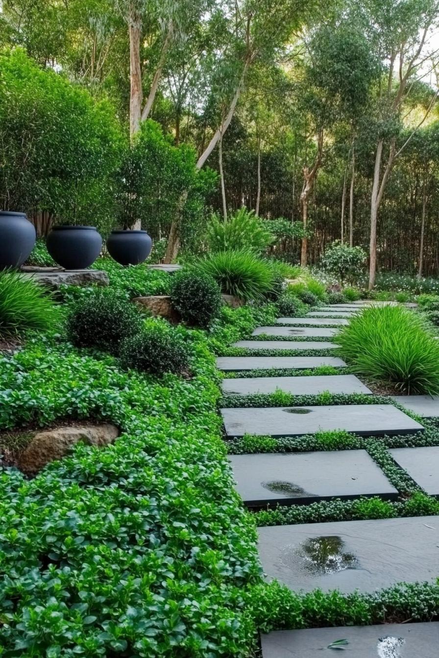 modern garden landscape with evergreen ground covers 2