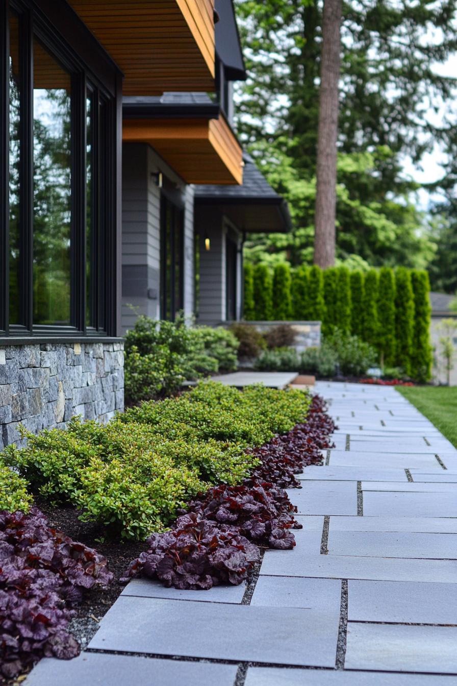 modern garden landscape with evergreen ground covers