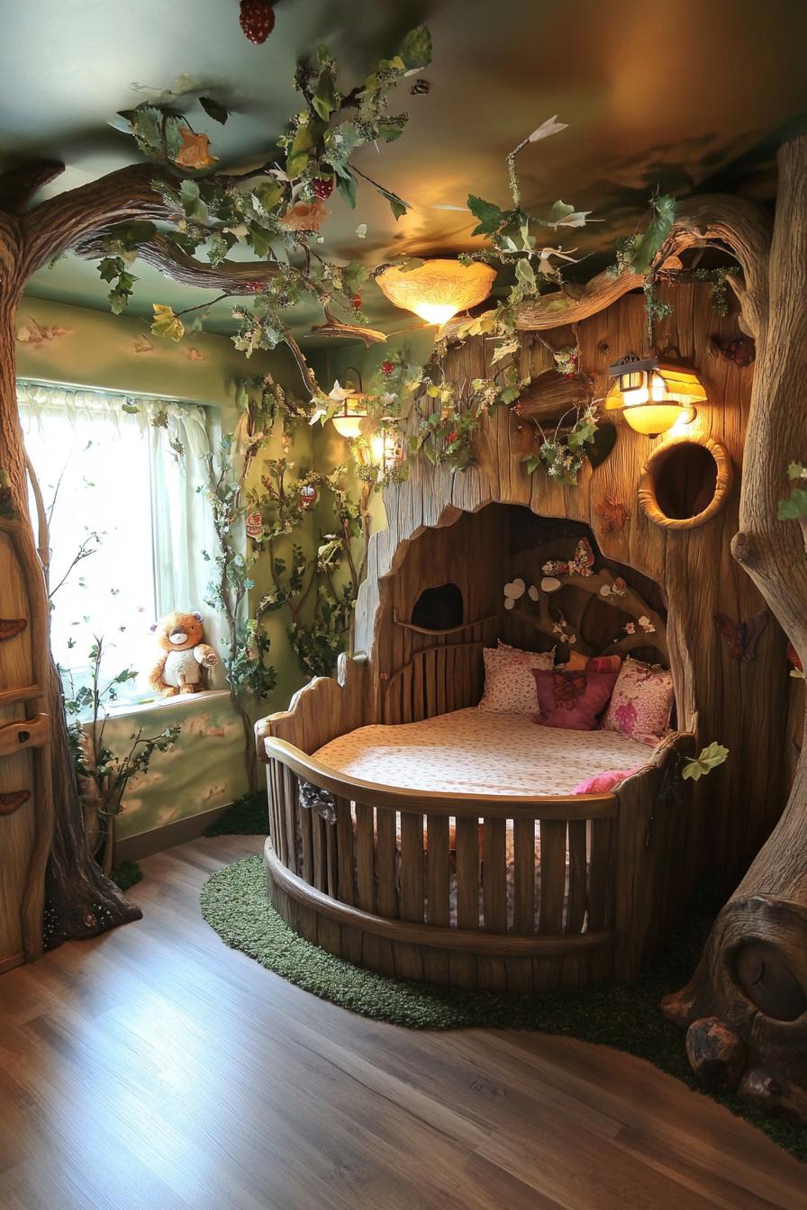 stunningly unique detailed nursery interior in woodland creatures theme 2