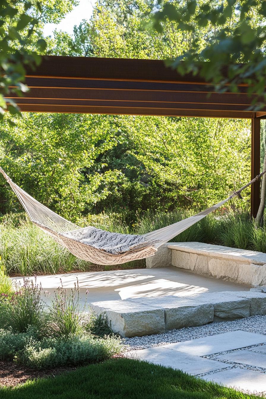 modern homse outdoor space with hammock garden 1