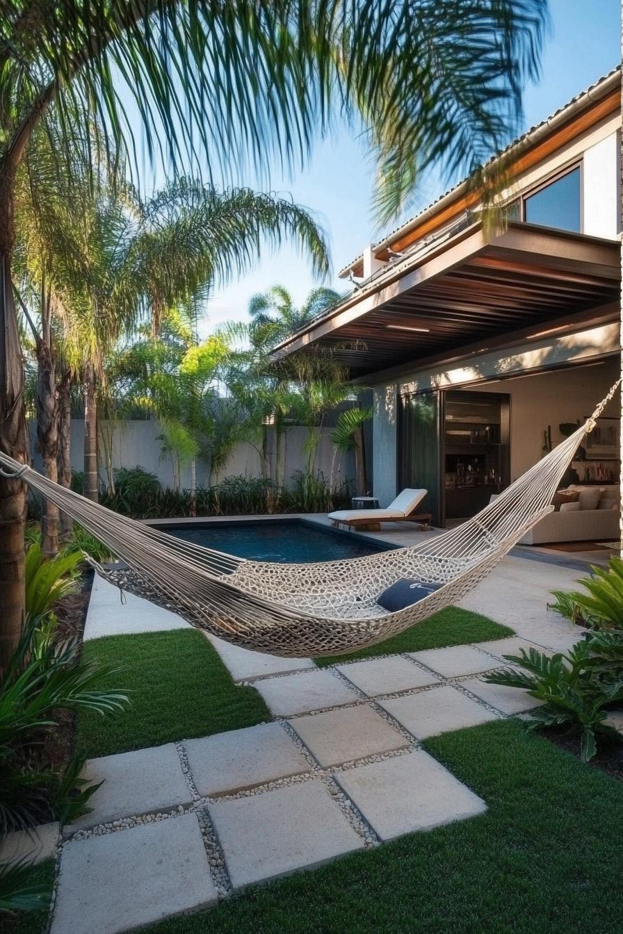 modern homse outdoor space with hammock garden 2