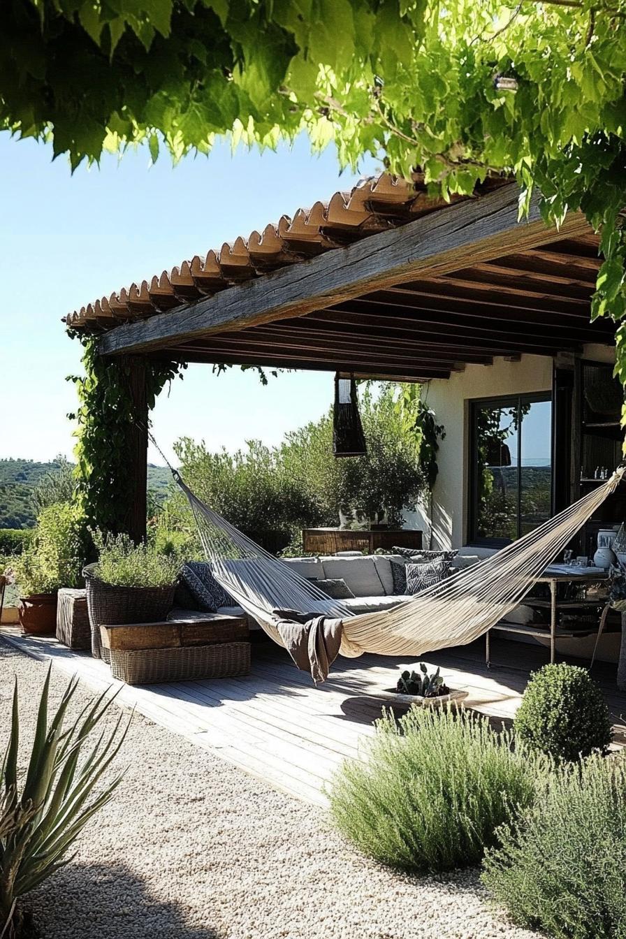 modern homse outdoor space with hammock garden 3