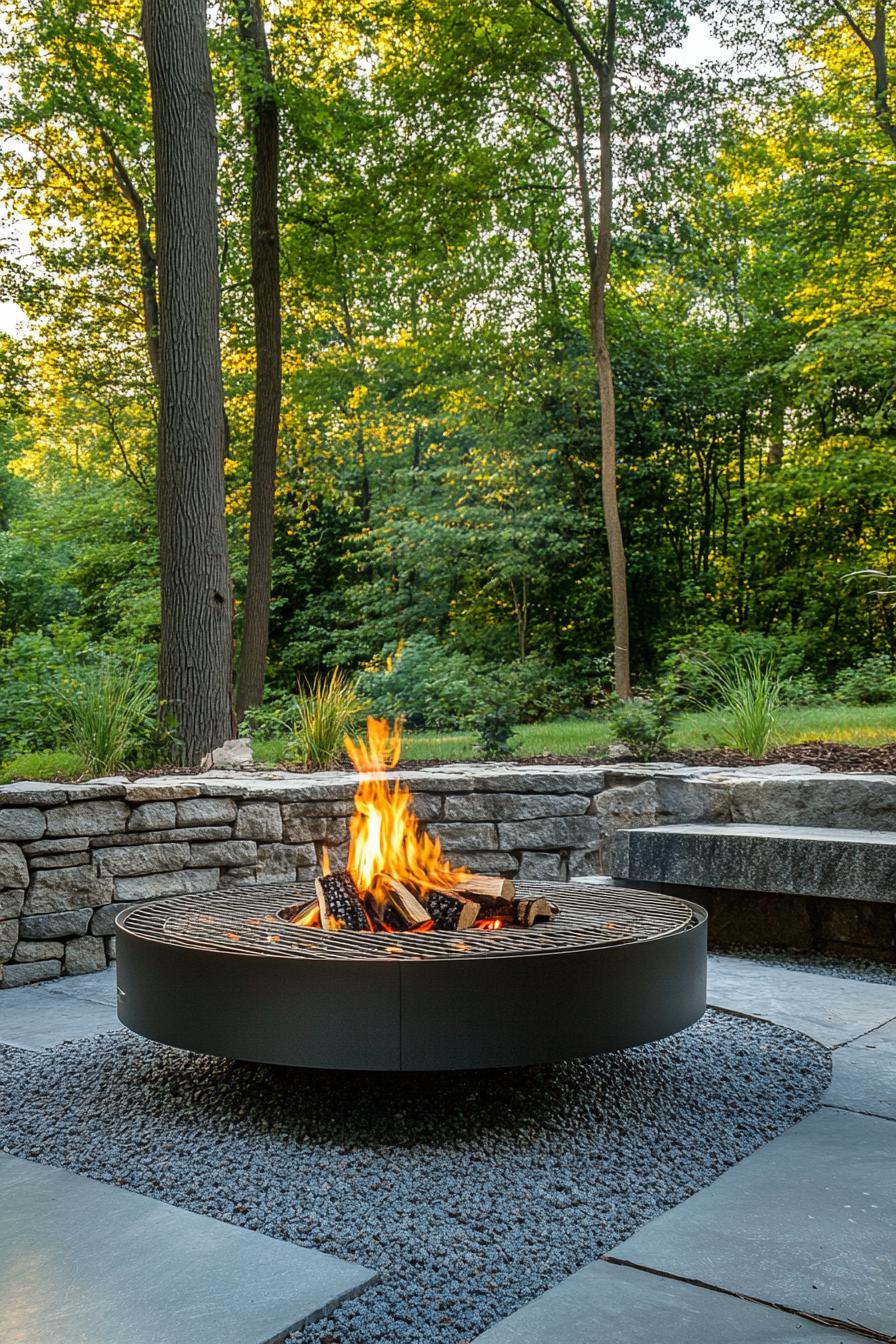 modern backyard firepit with grill 2