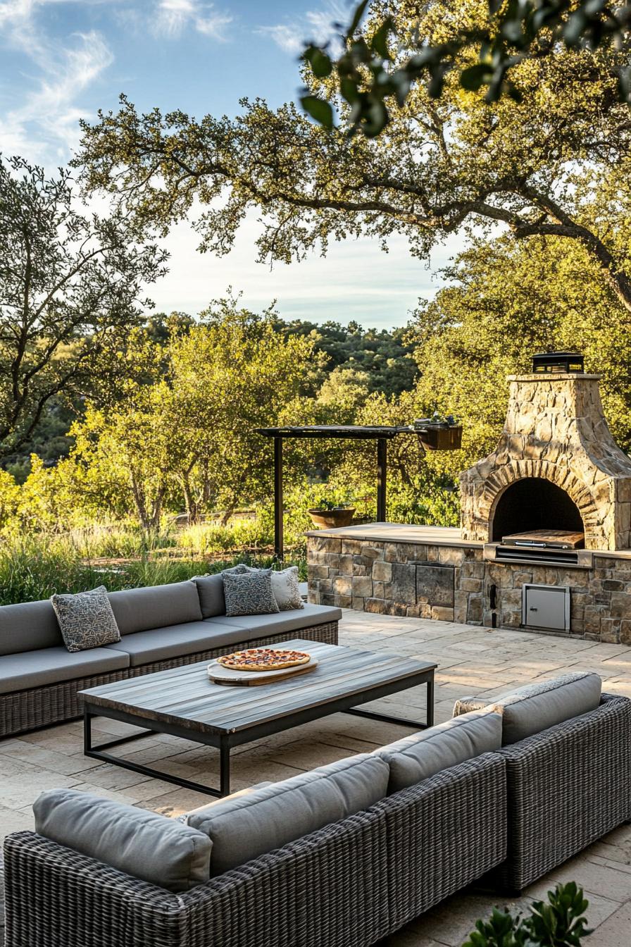 modern homse outdoor space with pizza oven 3