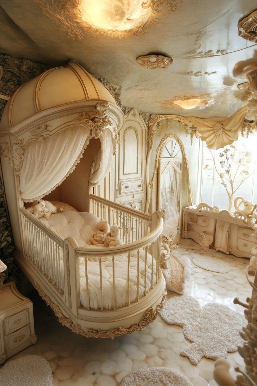 stunningly unique detailed nursery interior in vintage fairy tale theme