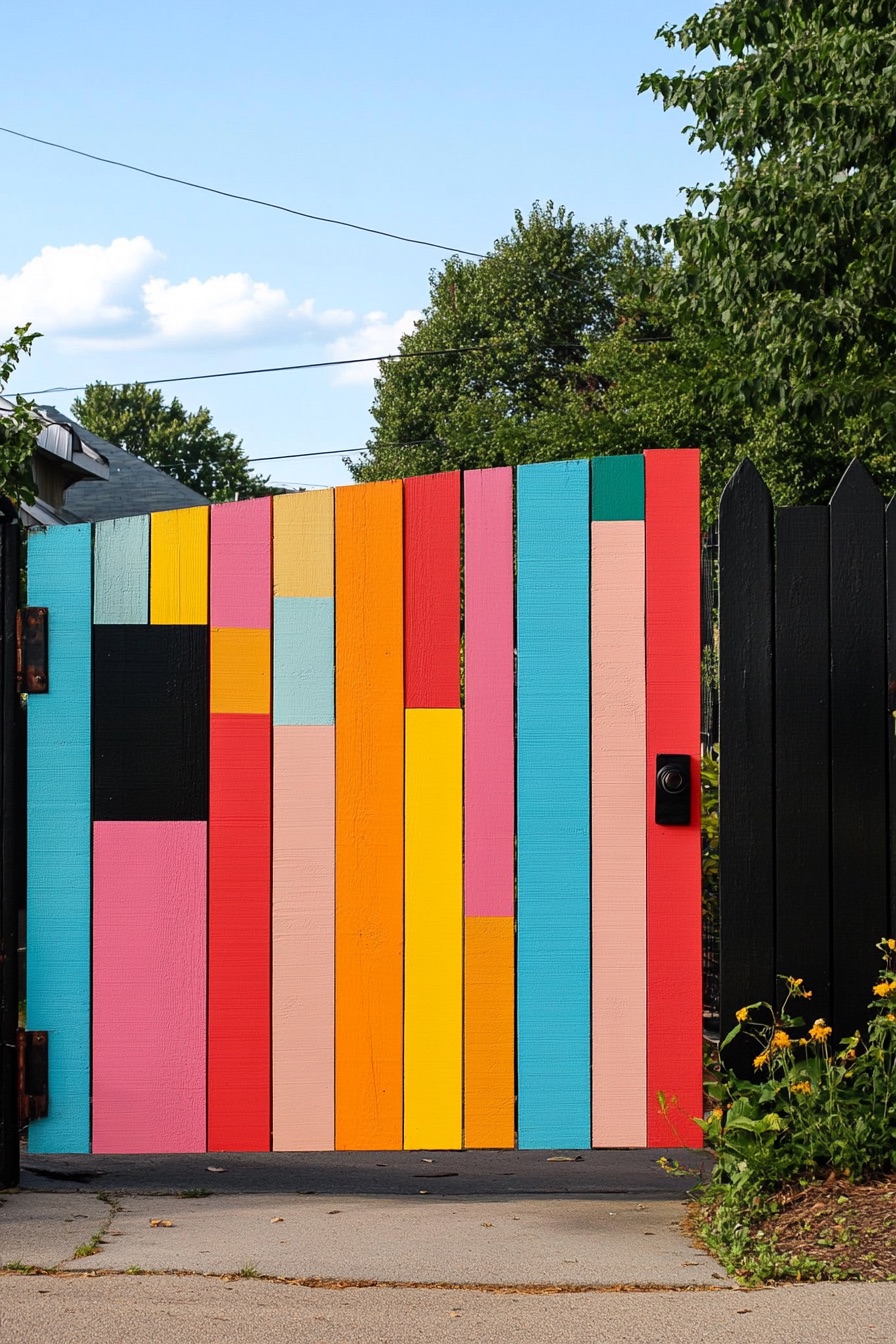 geometric color fence gate