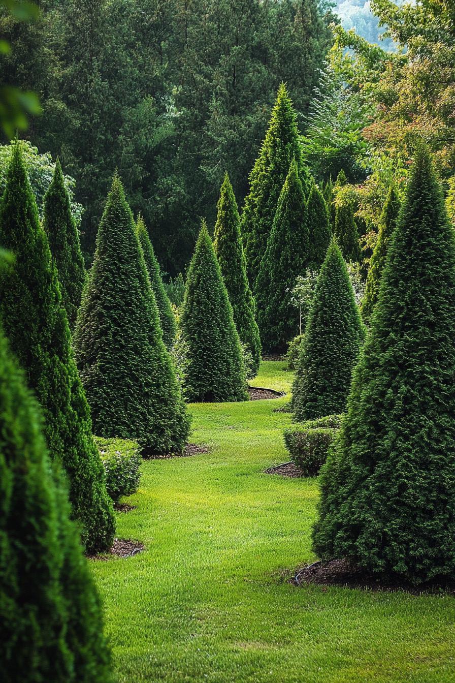 modern garden landscape evergreen tree grove 1