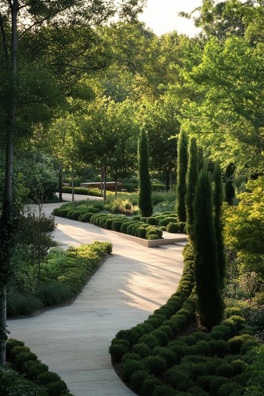 modern garden landscape evergreen tree grove 2