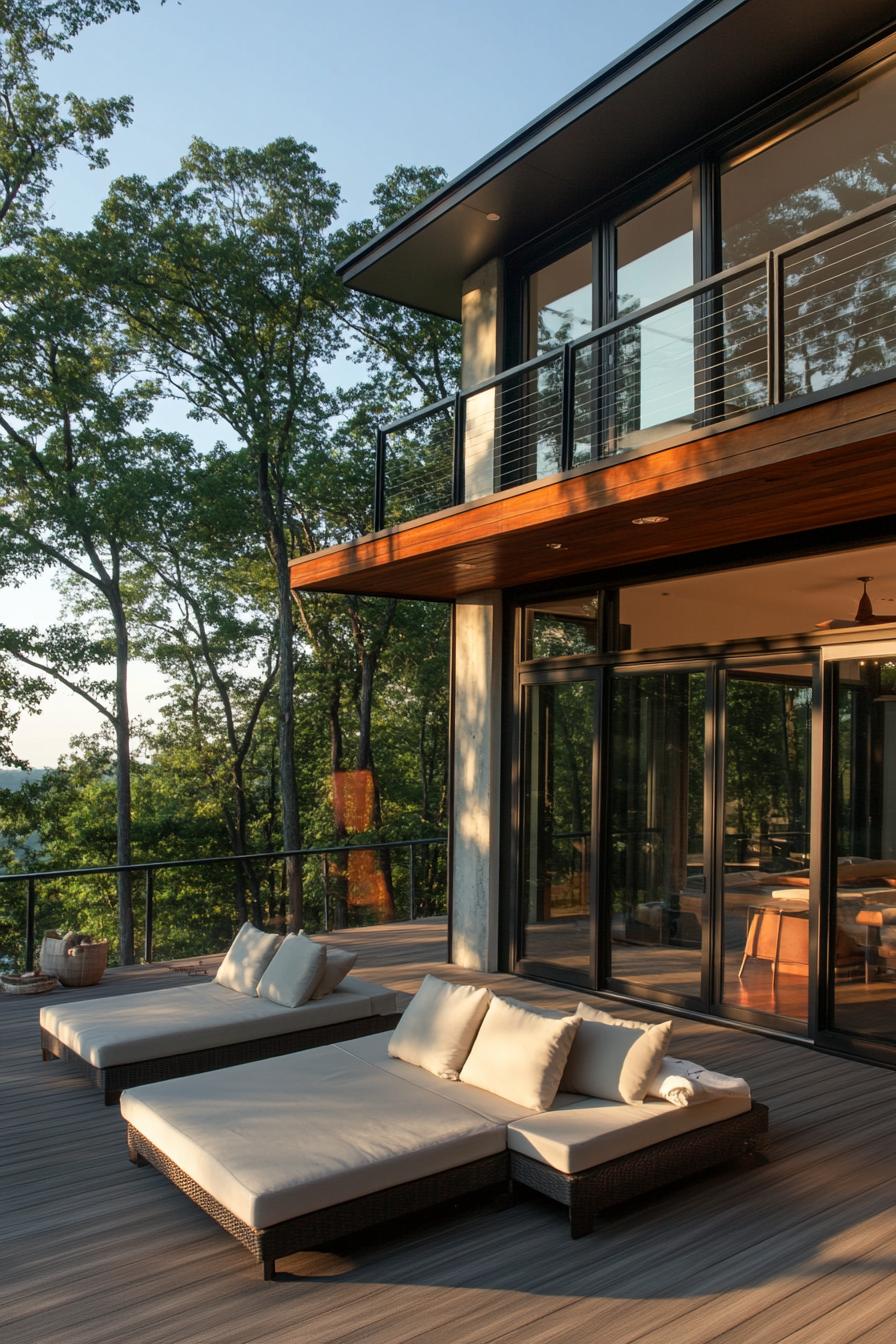 modern homse outdoor space with elevated deck