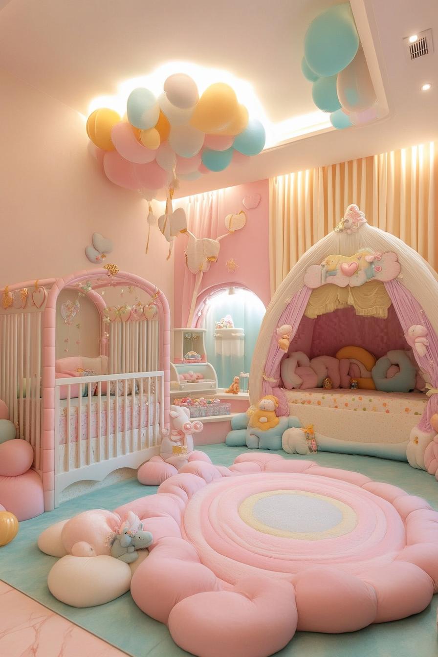 stunningly unique detailed nursery interior in pastel candy land theme 1