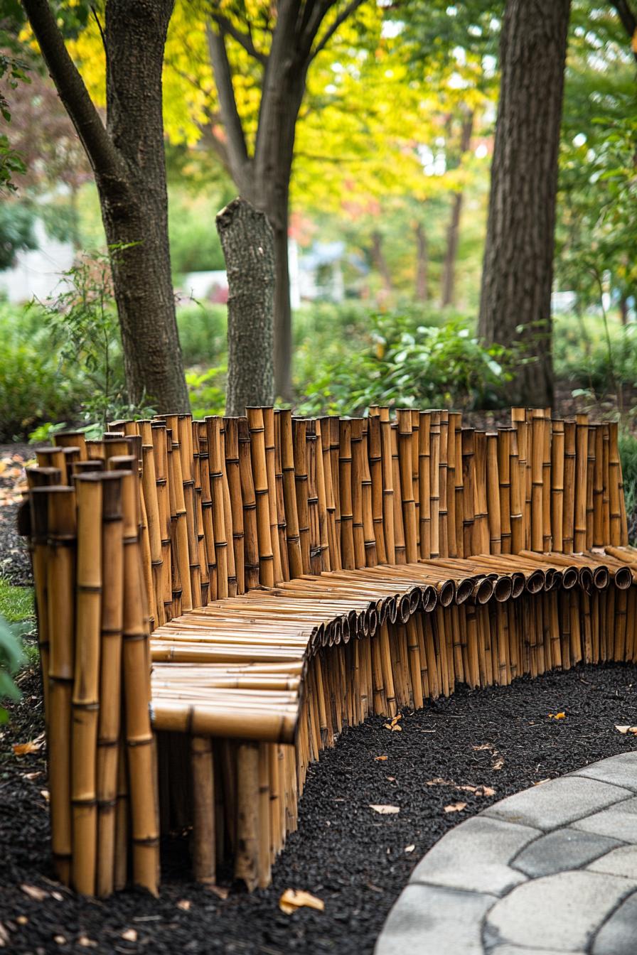 curved bamboo fence backyard seating privacy section 1