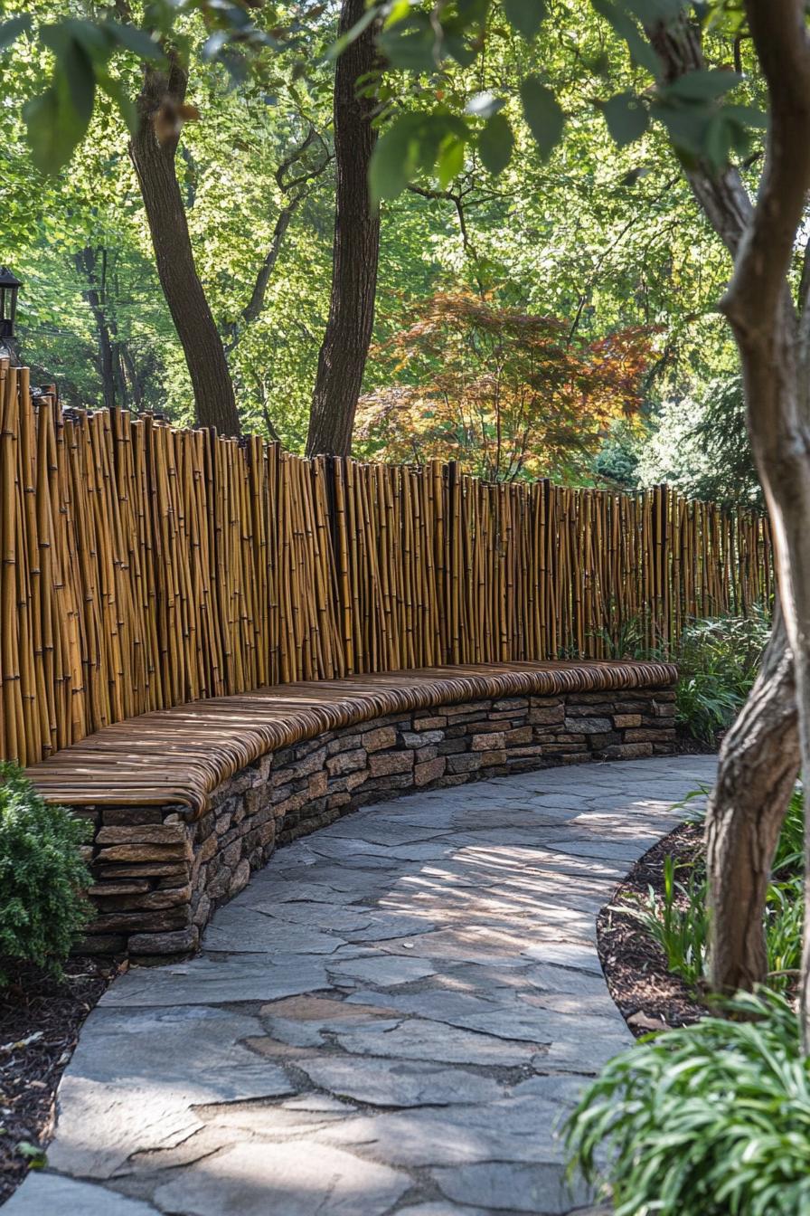 curved bamboo fence backyard seating privacy section 2