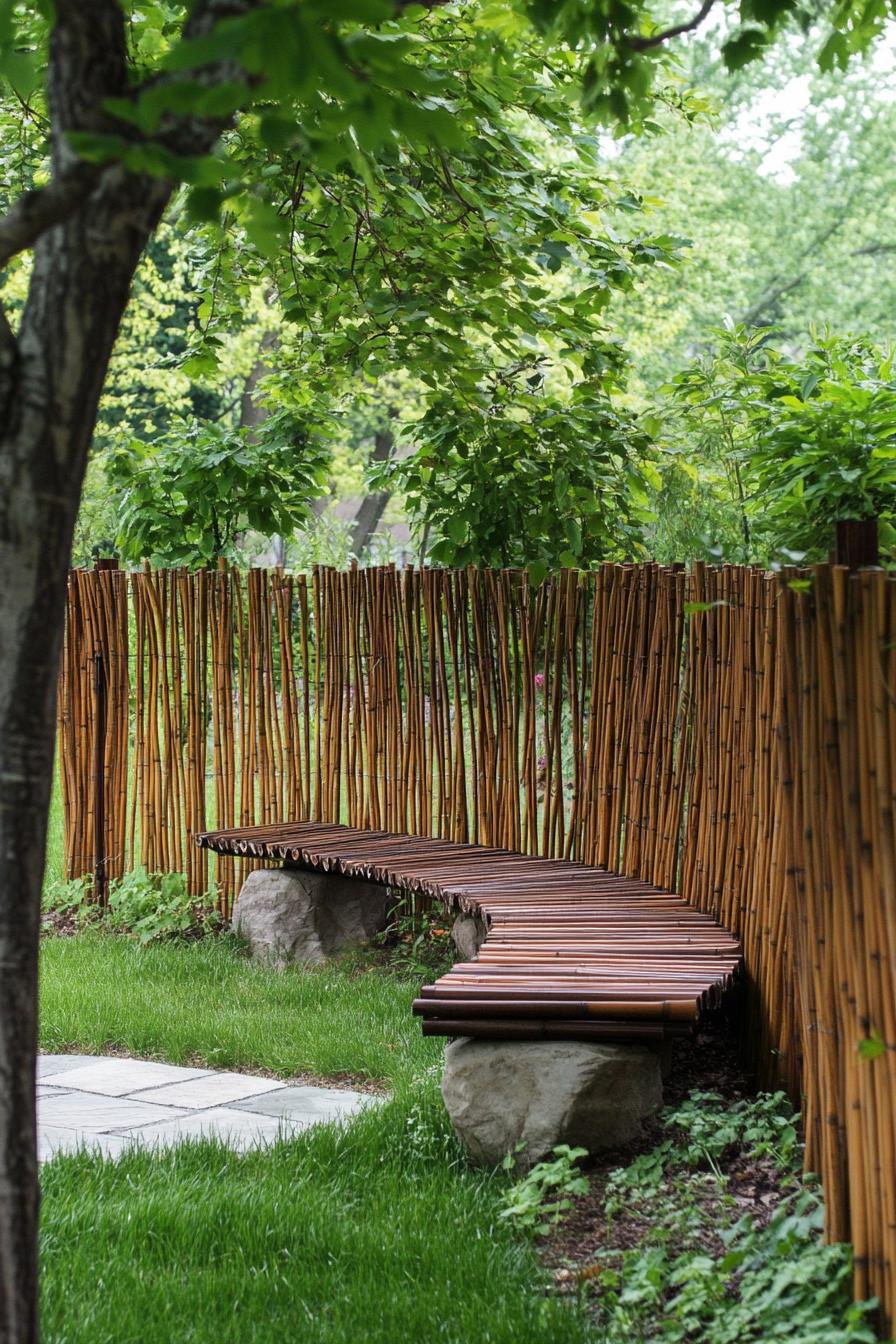 curved bamboo fence backyard seating privacy section 3