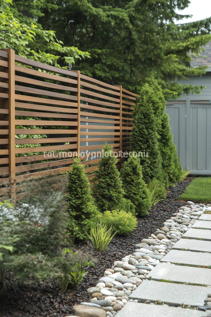 modern garden landscape with evergreen privacy screen 1