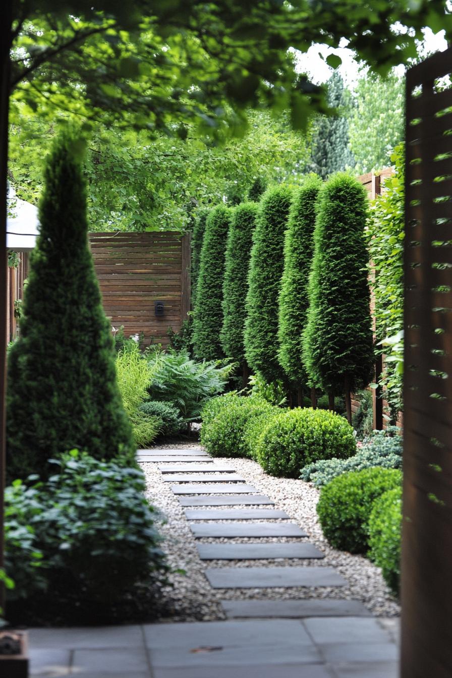 modern garden landscape with evergreen privacy screen 3