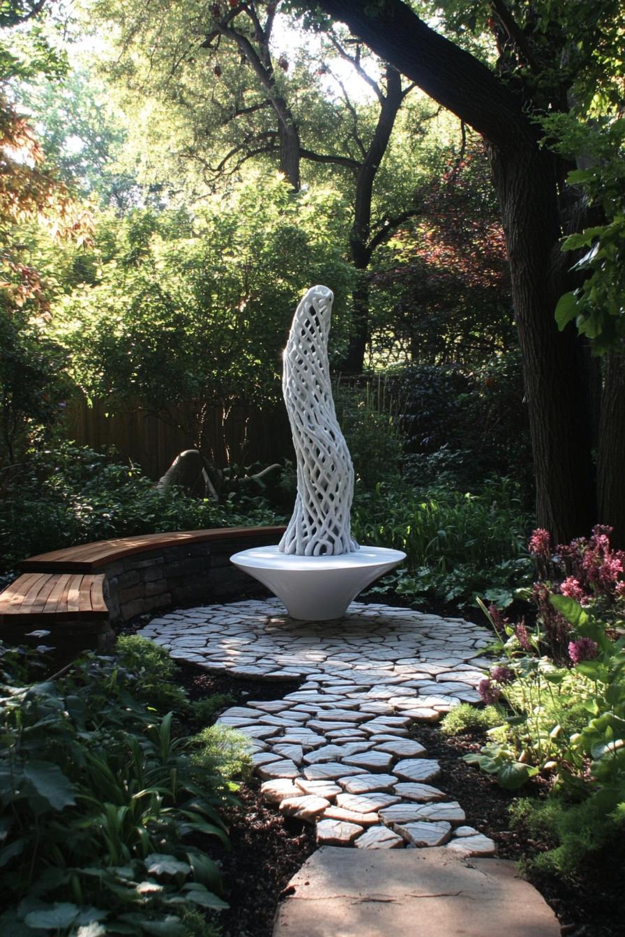 modern homse outdoor space with DIY garden art