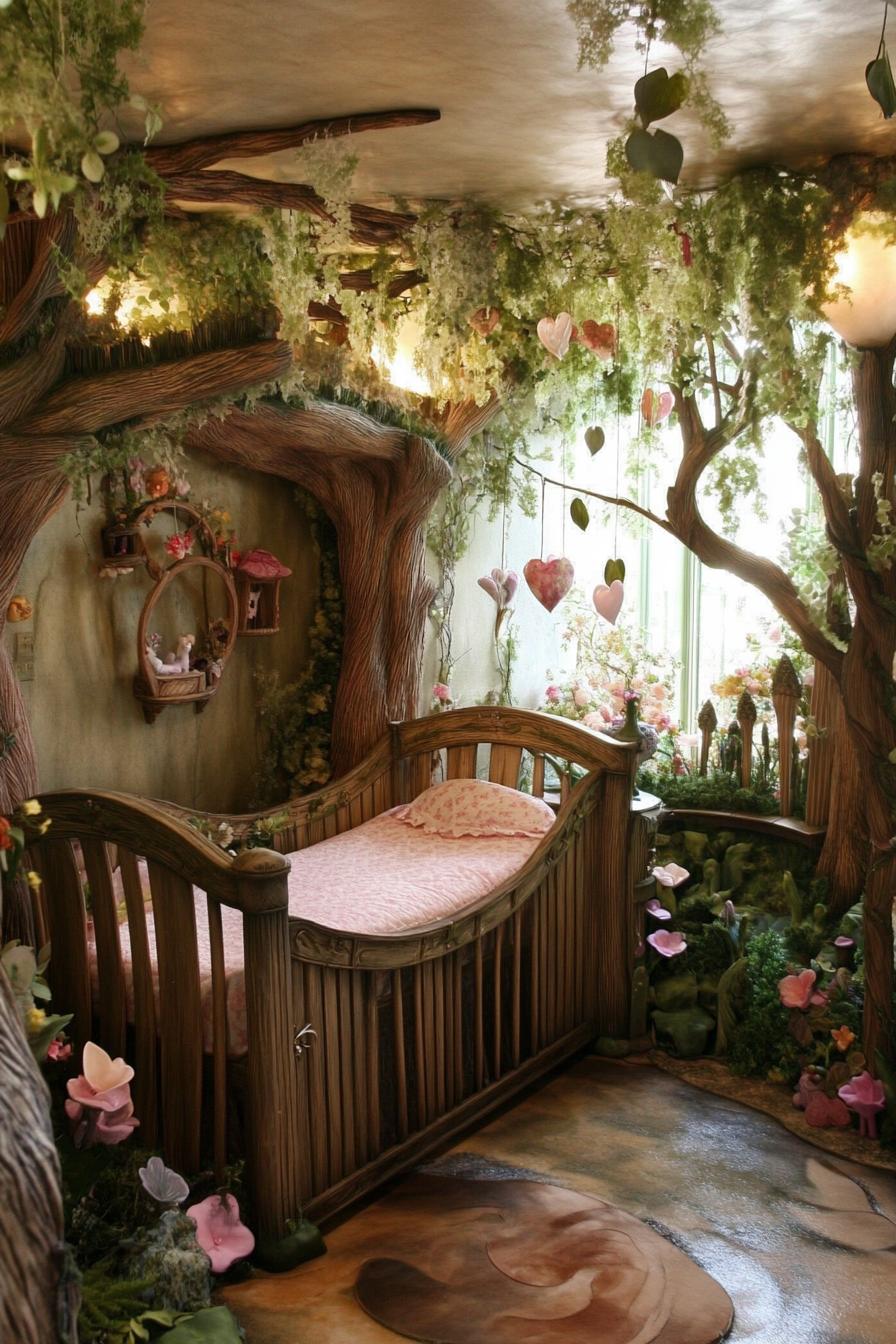 stunningly unique detailed nursery interior in enchanted garden theme 2