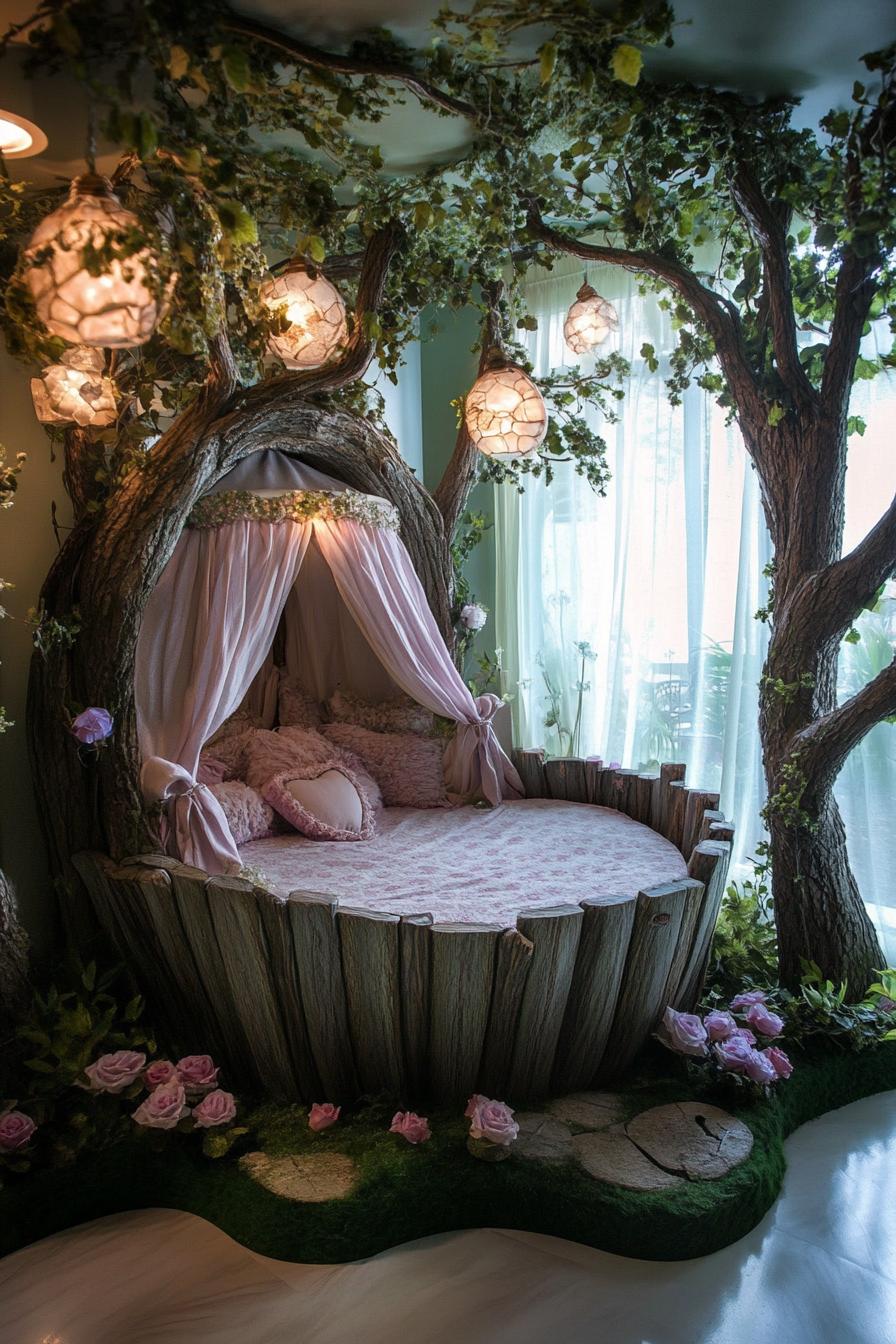 stunningly unique detailed nursery interior in enchanted garden theme