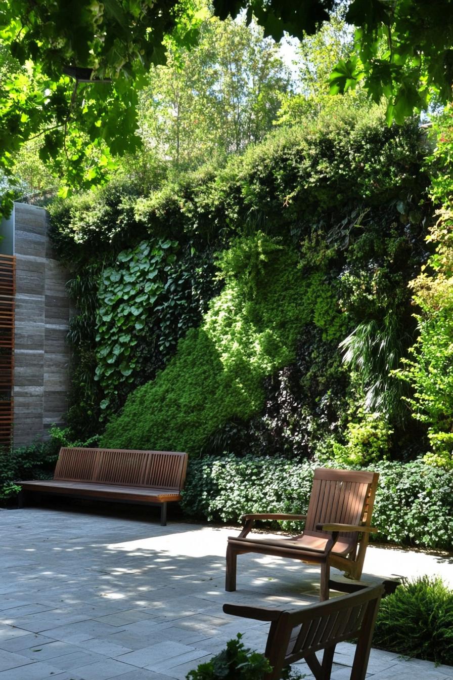 modern garden landscape with evergreen living wall 1