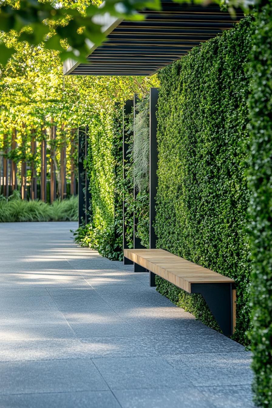 modern garden landscape with evergreen living wall 2