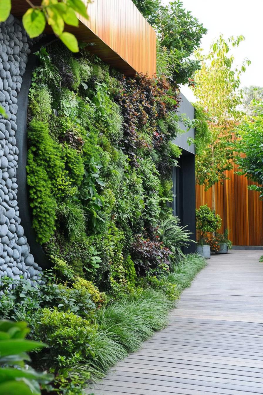 modern garden landscape with evergreen living wall 3