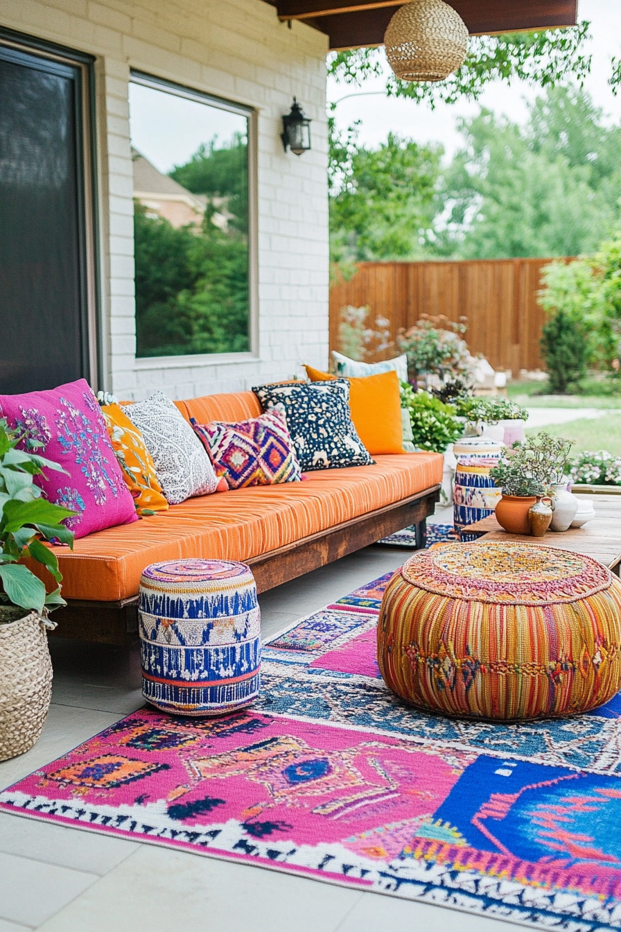 outdoor patio colorful cushions 1