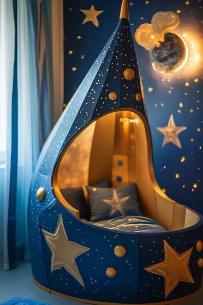 galaxy themed nursery bed