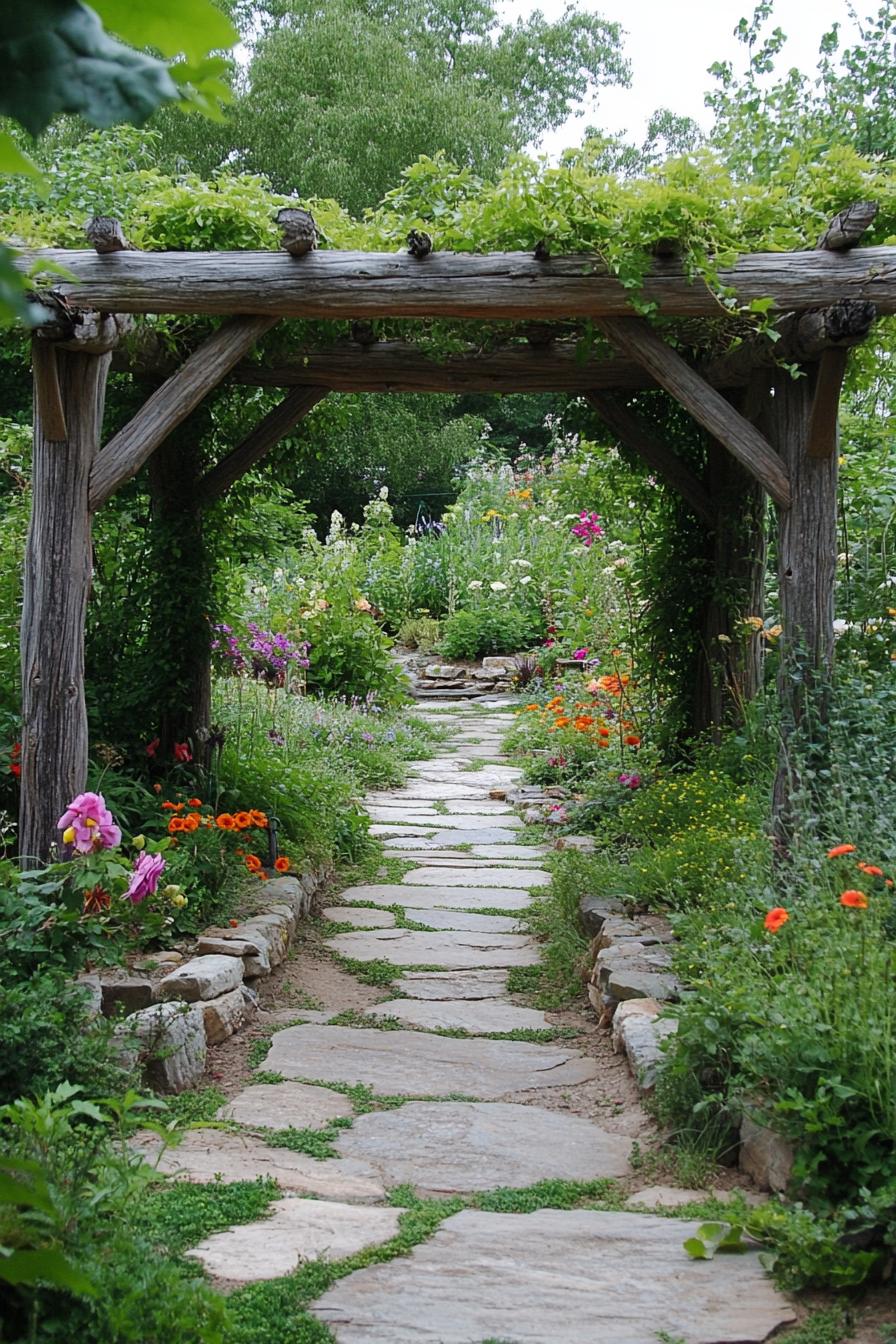 rustic arbor lush garden entrance 1