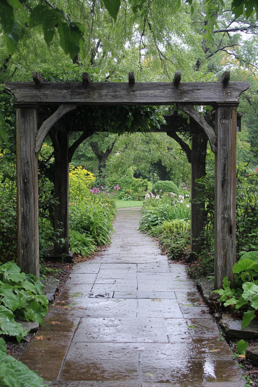 rustic arbor lush garden entrance 3