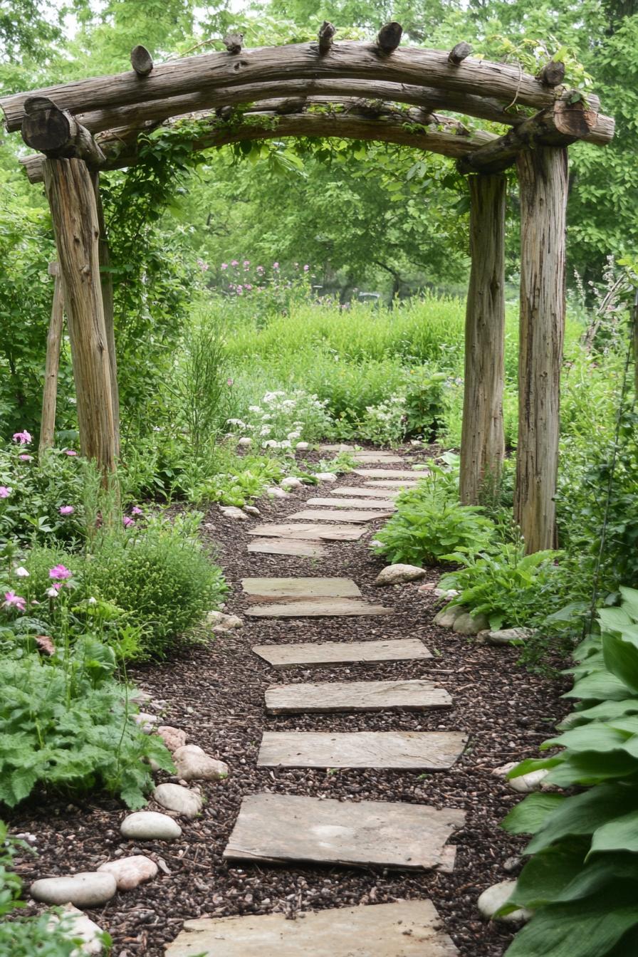 rustic arbor lush garden entrance