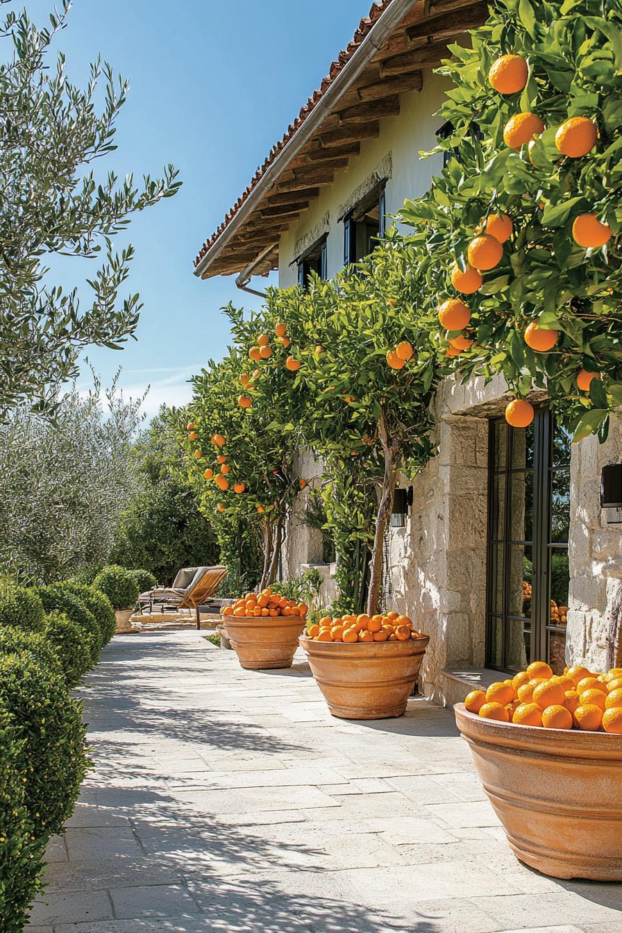 mediterranean landscaping with orange trees 3