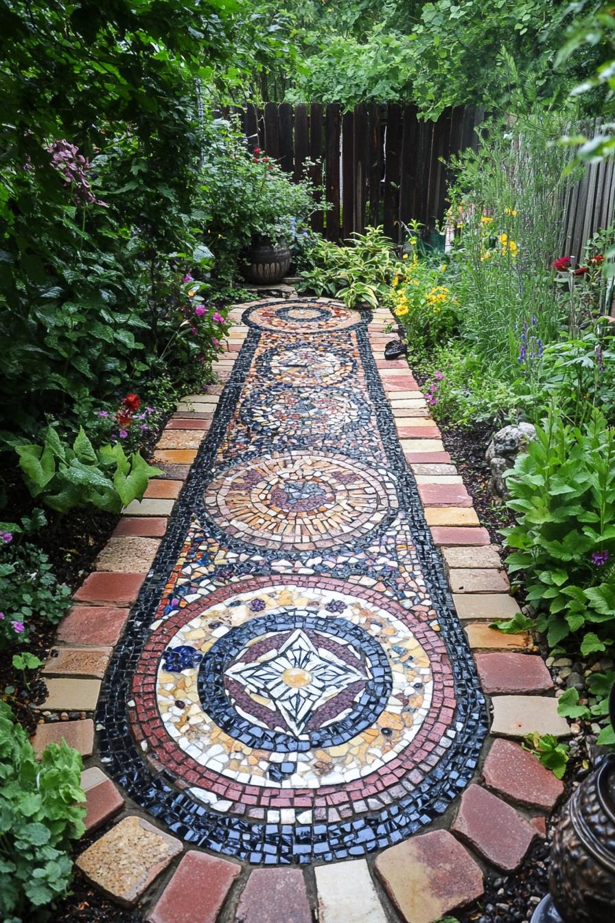 patio garden with mosaic path 1