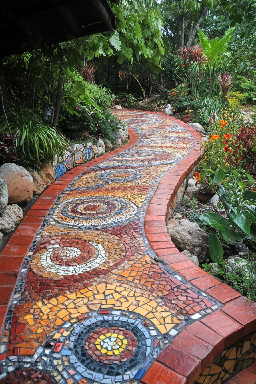 patio garden with mosaic path 2