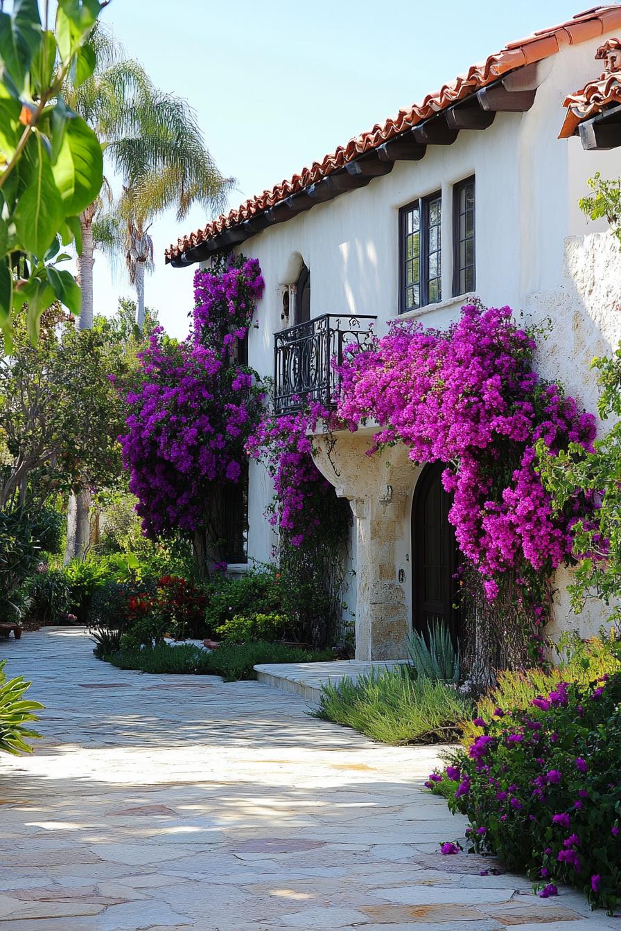 mediterranean lanscaping with bougainvilleas 1