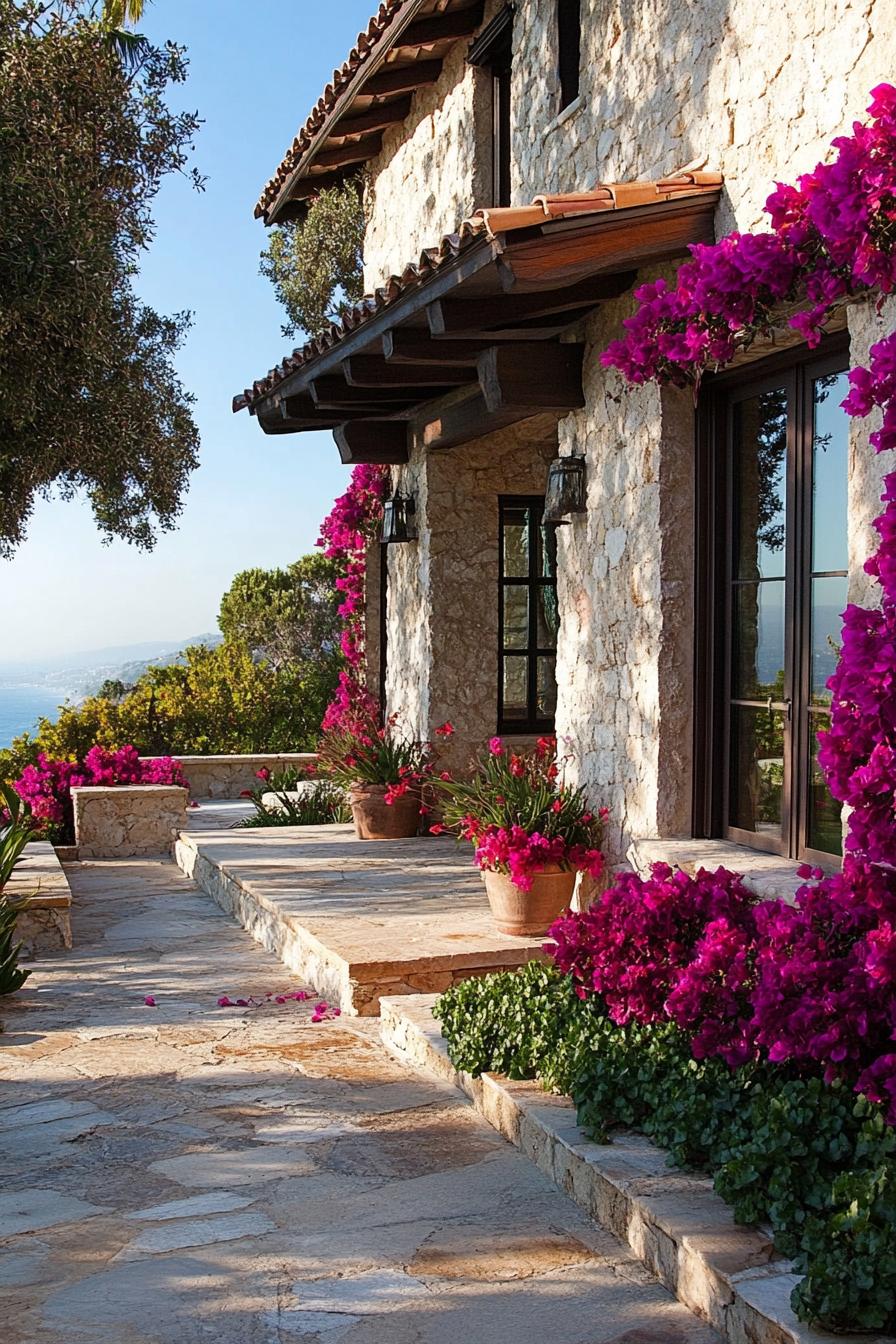 mediterranean lanscaping with bougainvilleas 2