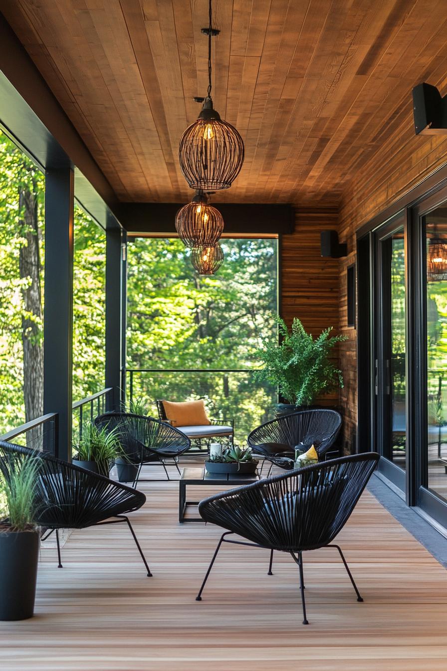 modern porch with modern chairs