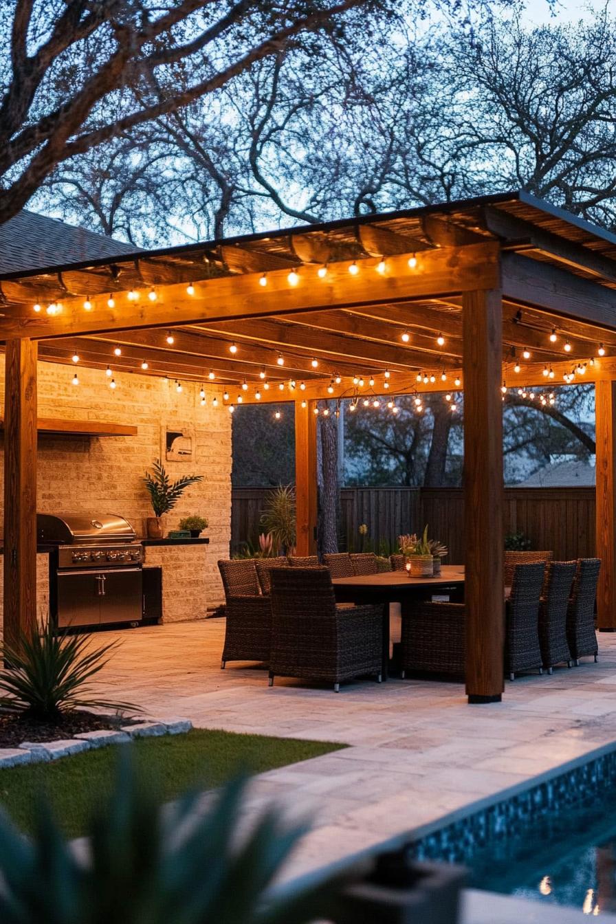 patio cover with string lights