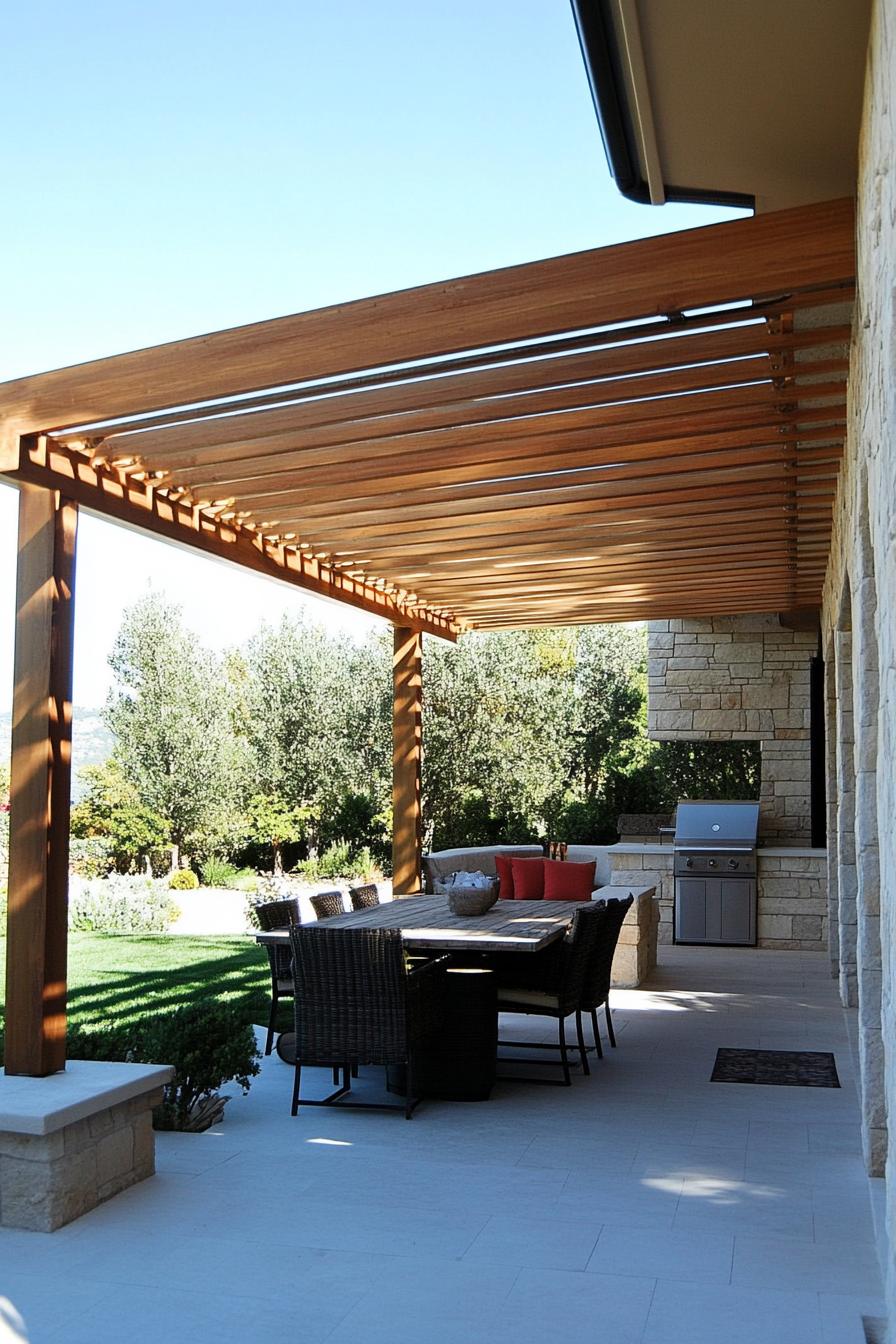 natural wood modern patio cover