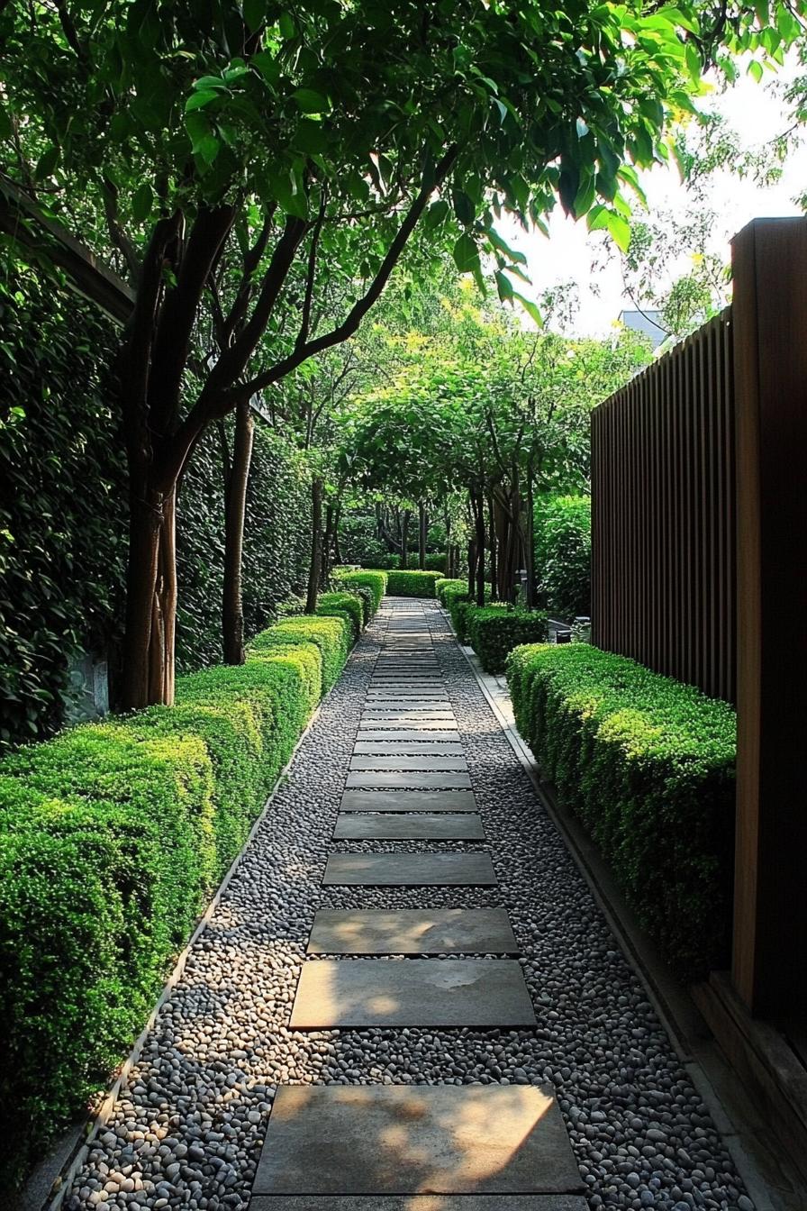 Elegant stone path with lush greenery