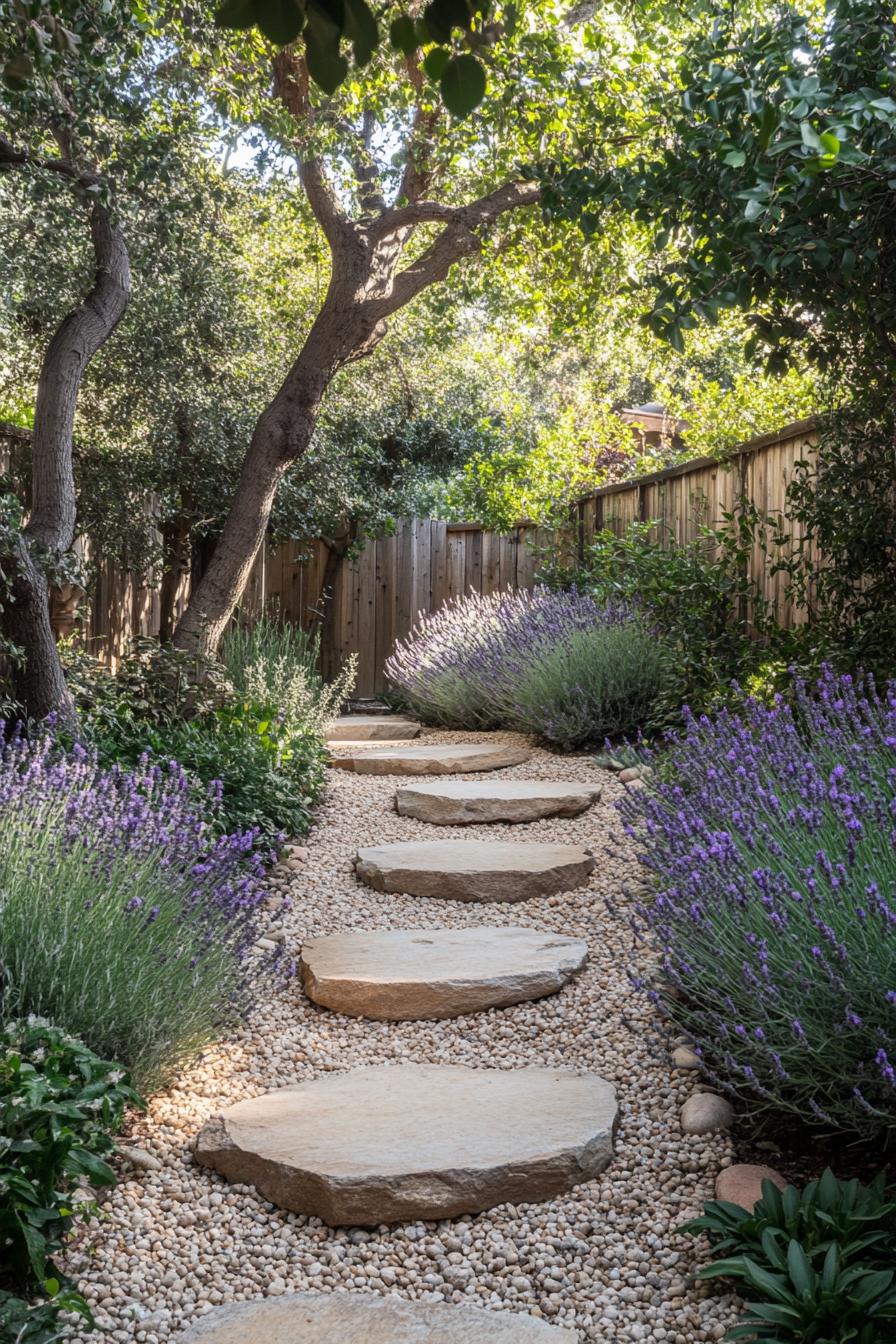 Stone pathway with lavender on both sides