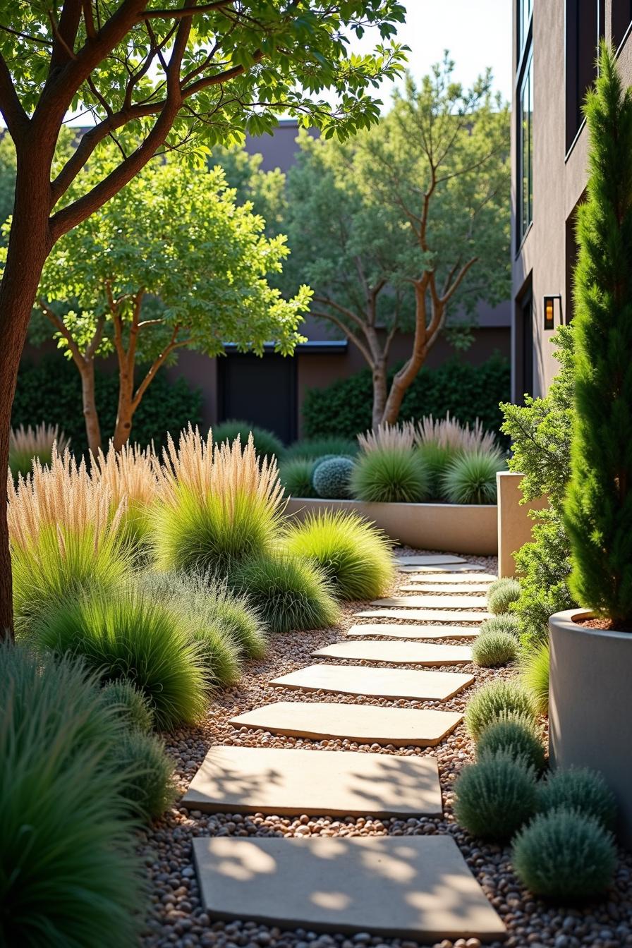 Pebble Pathway Amidst Lush Greenery